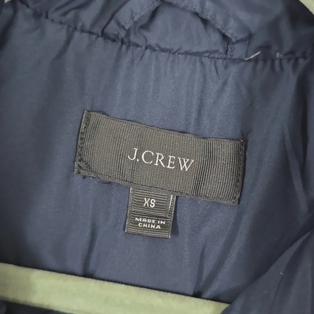 J Crew Vest Womens Petite X-Small Blue Down Waterfowl Puffer Quilted Full Zip